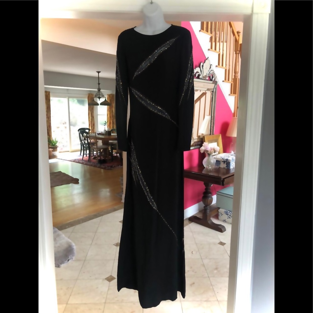 Emilio Pucci black sheath gown.